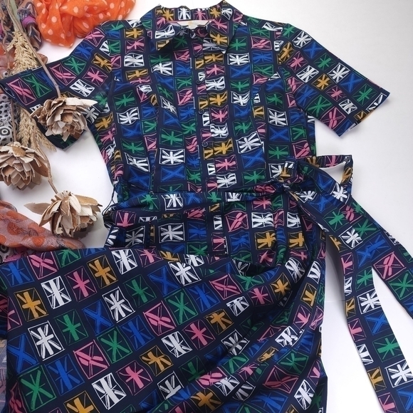 Boden Navy Patterned Dress Sz 4R - Picture 5 of 13